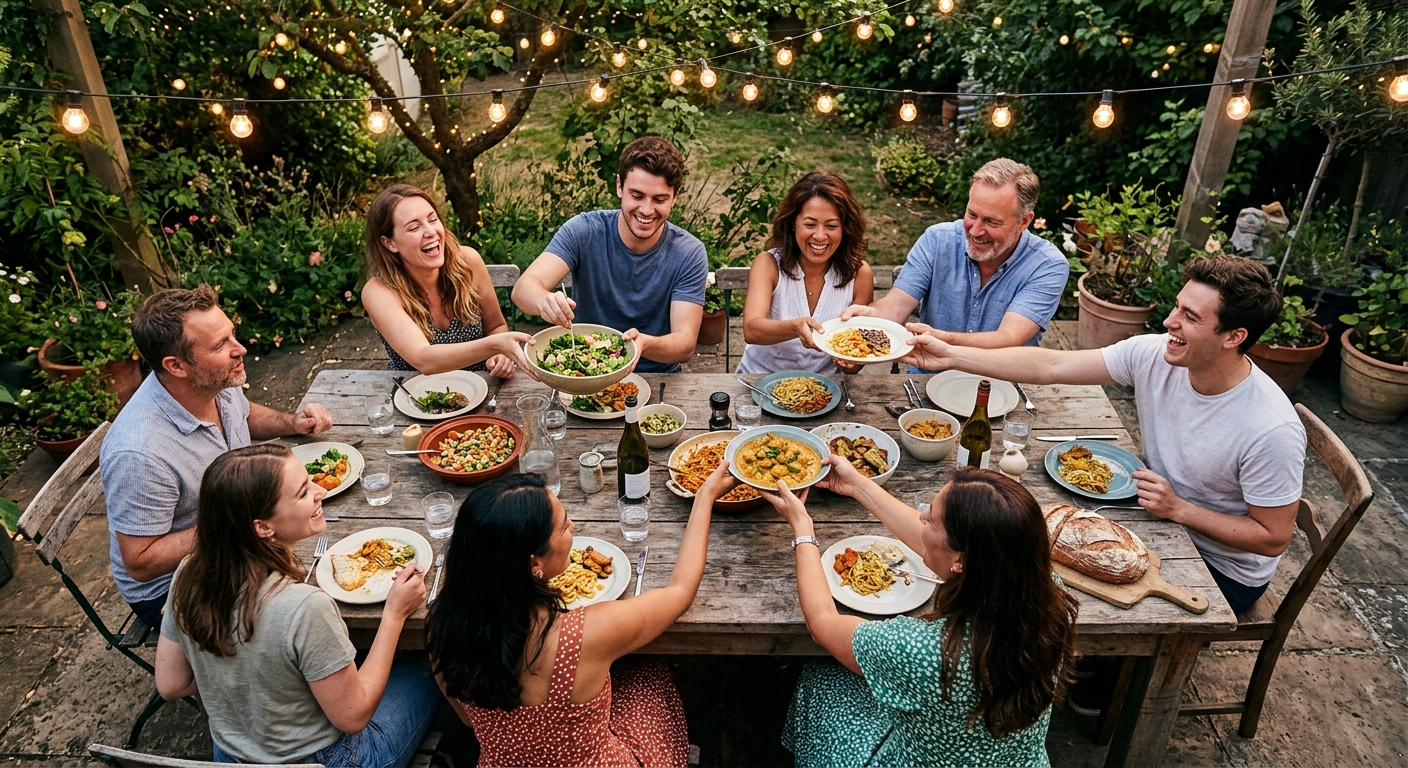 Outdoor communal dinner